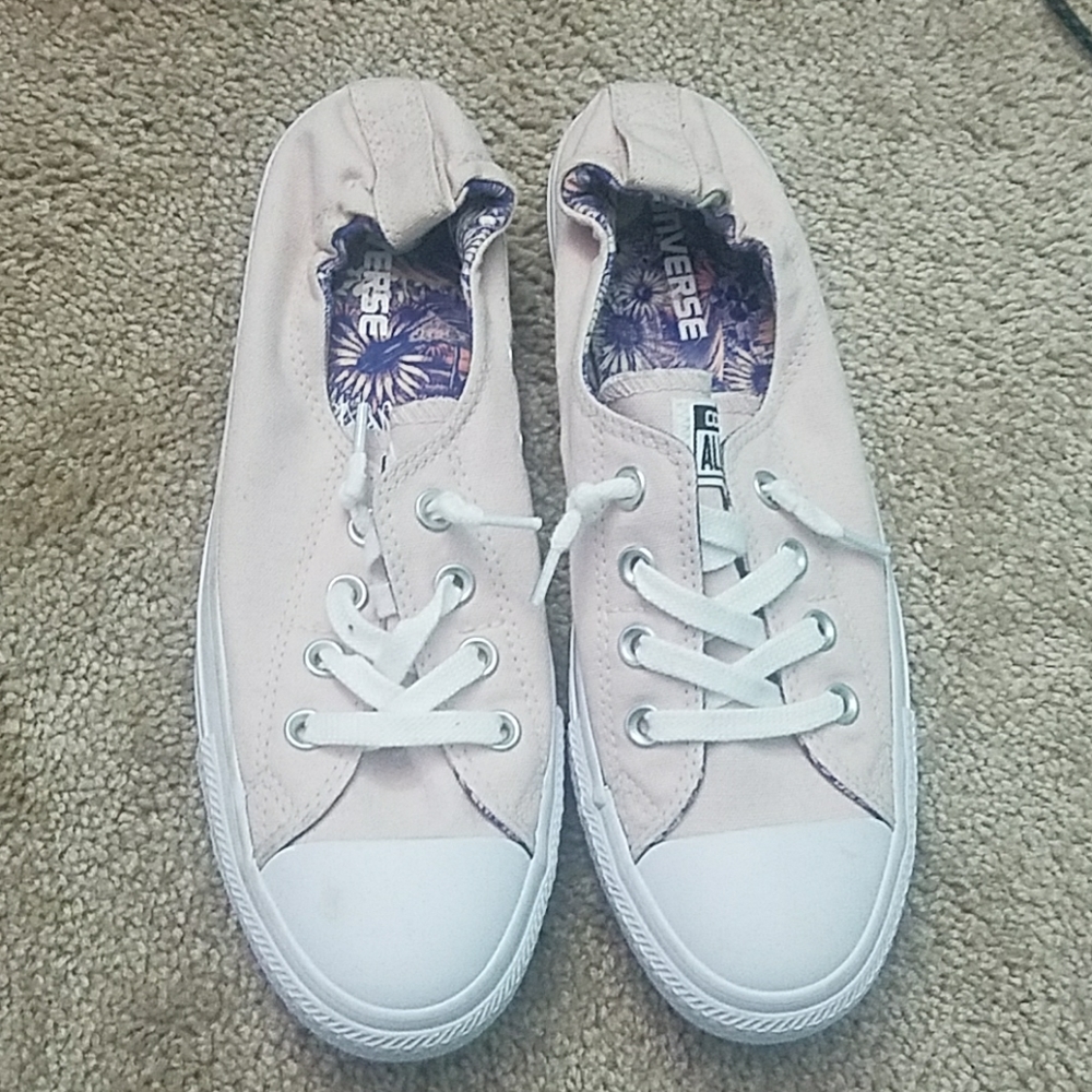 Pale pink converse slip-ons